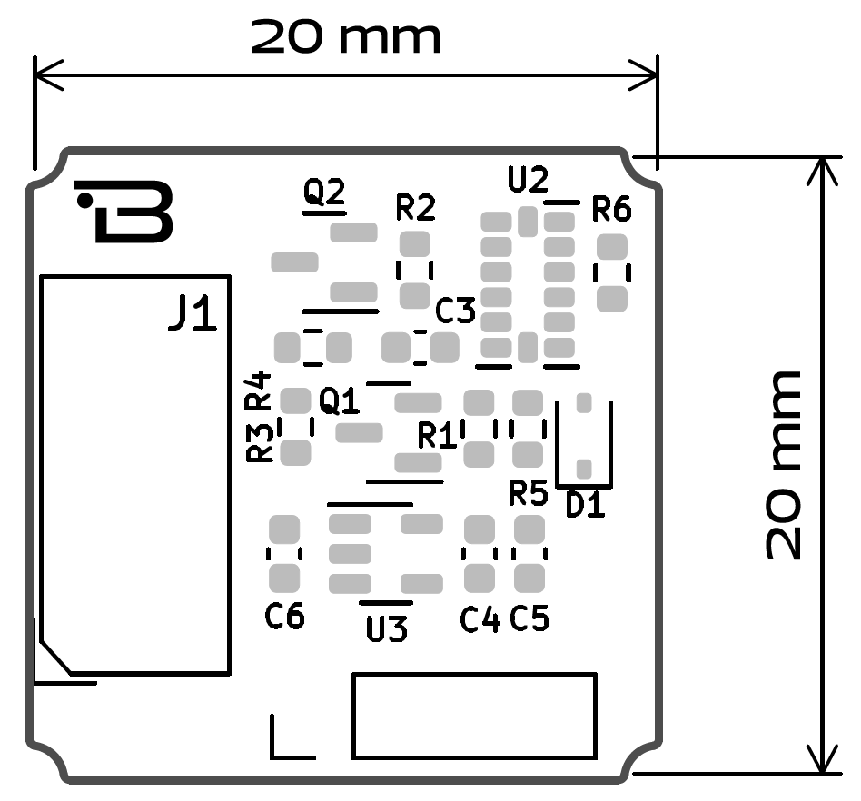 Boardoza ADXL345 Triple Axis Accelerometer Breakout Board dimensions